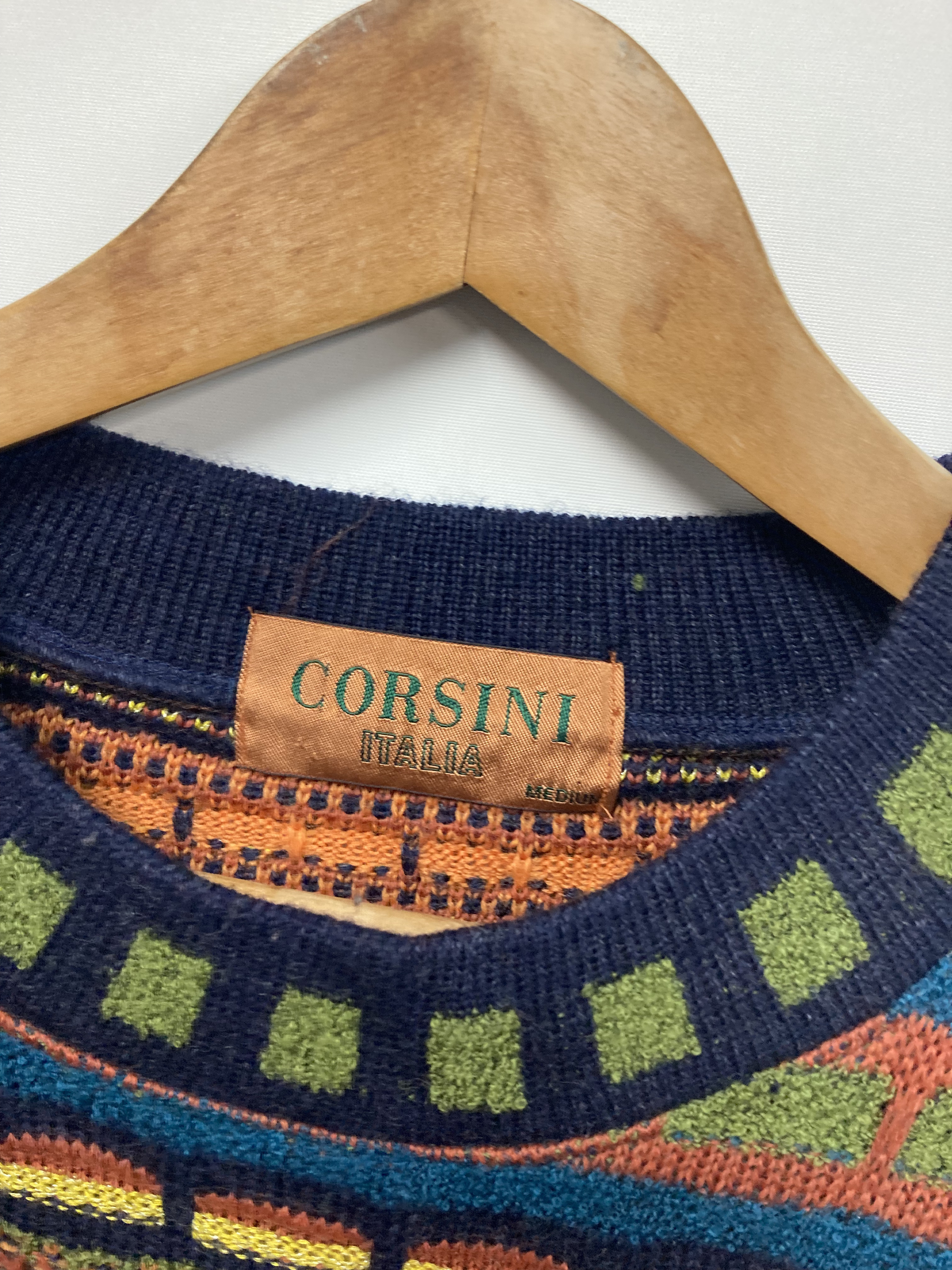 【日本製】CORSINI 3D コットン ニット セーター  レトロ