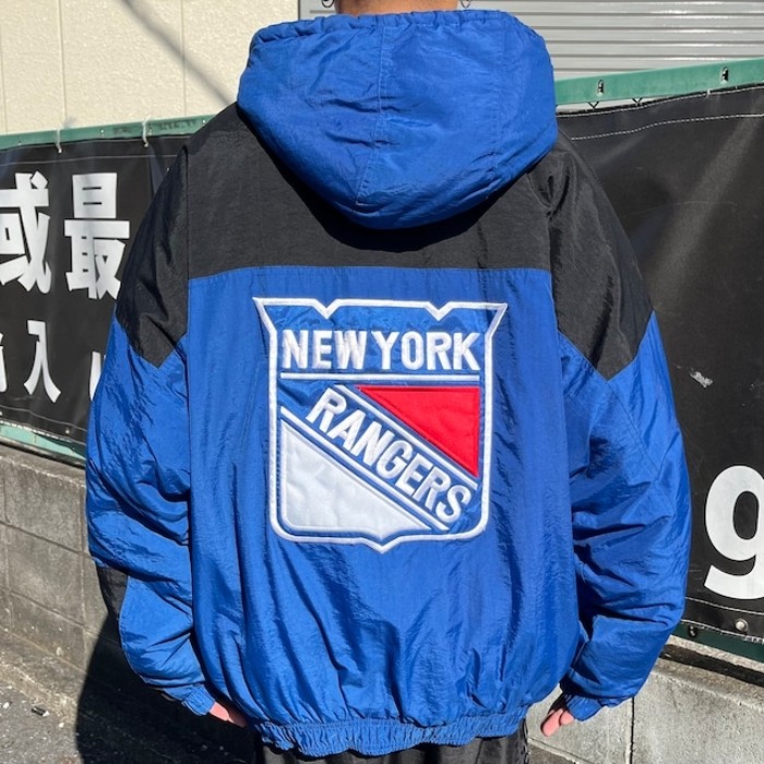 90s NHL レンジャーズ 中綿 ナイロンジャケット XL