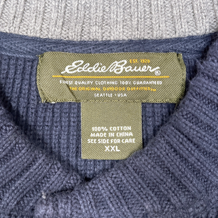 XXLsize Eddie Bauer cotton knit navy | Vintage.City 古着屋、古着コーデ情報を発信