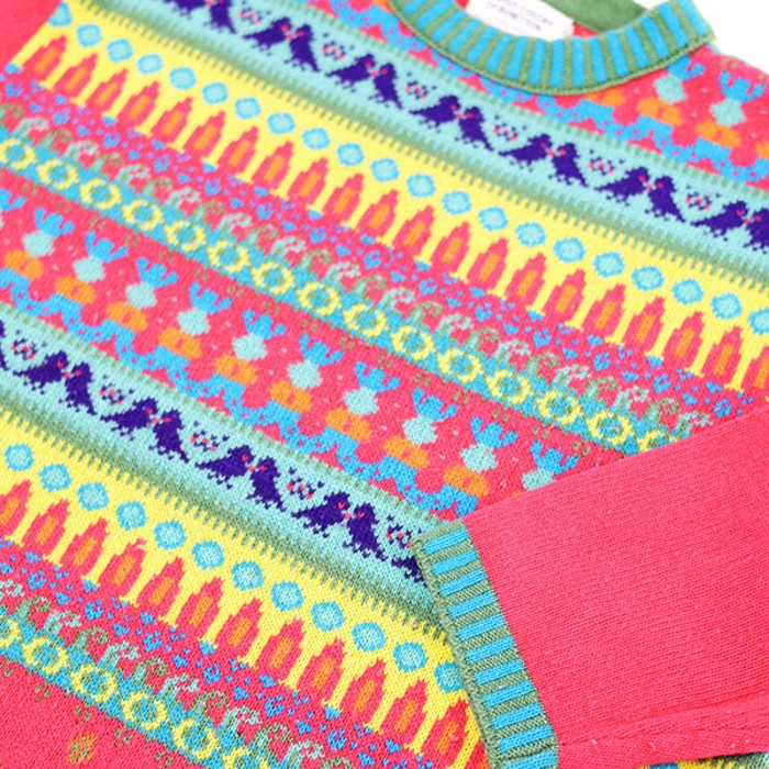 -90s BENETTON Vivid Pink Colorful Knit | Vintage.City 빈티지숍, 빈티지 코디 정보