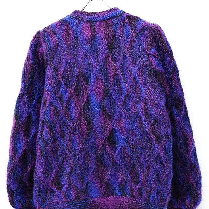80s-90s Mohair Shaggy Cable KnitCardigan | Vintage.City 古着屋、古着コーデ情報を発信
