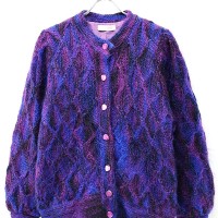 80s-90s Mohair Shaggy Cable KnitCardigan | Vintage.City ヴィンテージ 古着