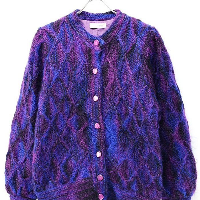 80s-90s Mohair Shaggy Cable KnitCardigan | Vintage.City Vintage Shops, Vintage Fashion Trends