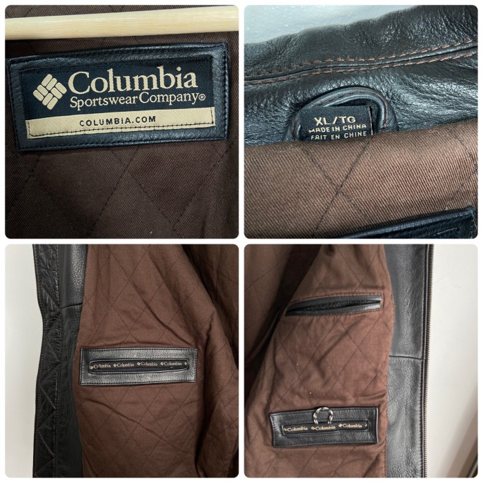送料無料』美品 Columbia コロンビア レザージャケット シボ革 XL 