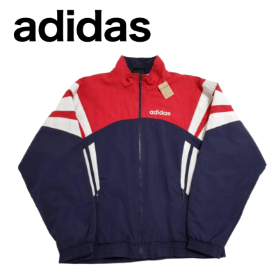616】adidas 紺・赤・白 ナイロンジャケット Sサイズ（US規格
