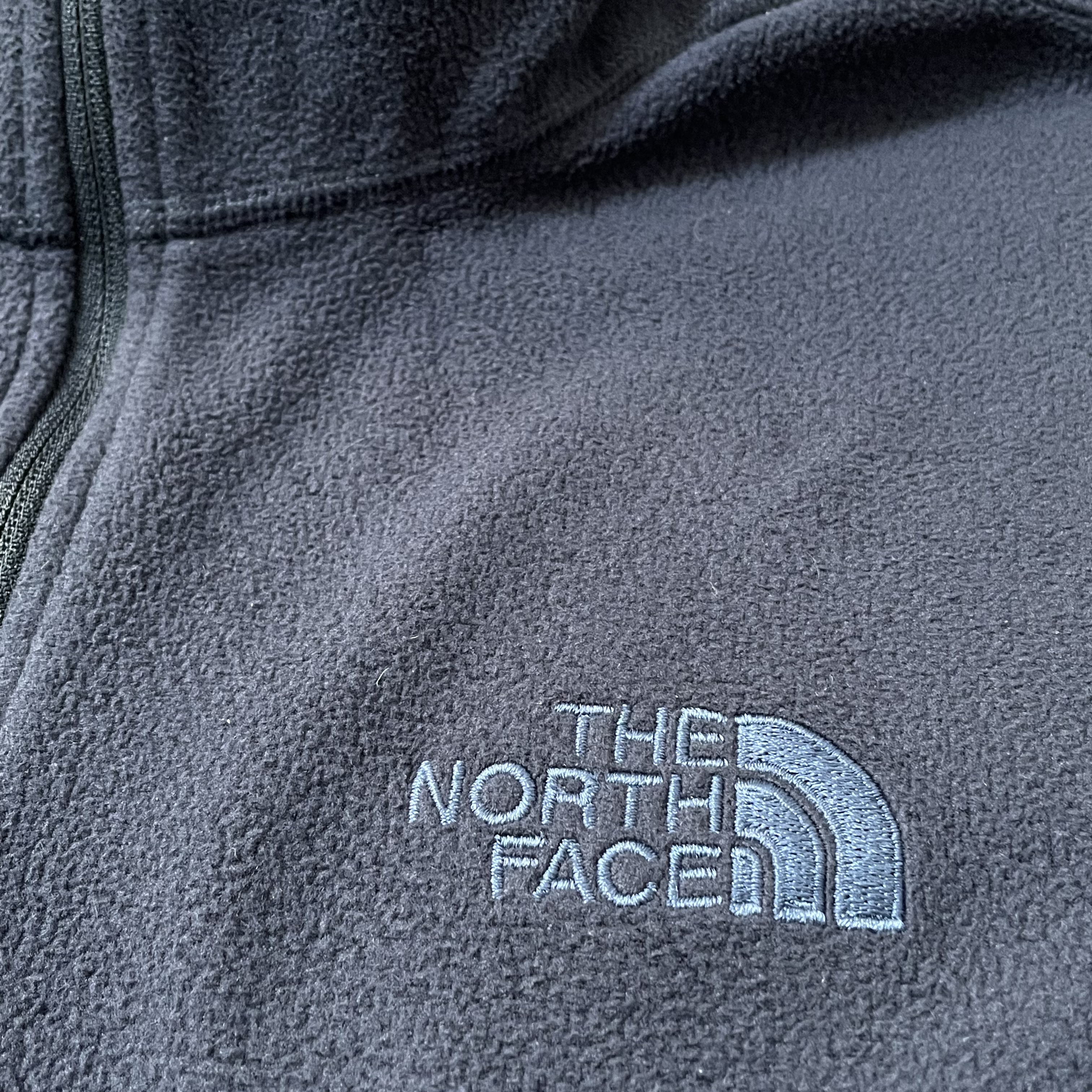NORTH FACE】フリースジャケット ハーフジップ L ネイビー 刺繍ロゴ 