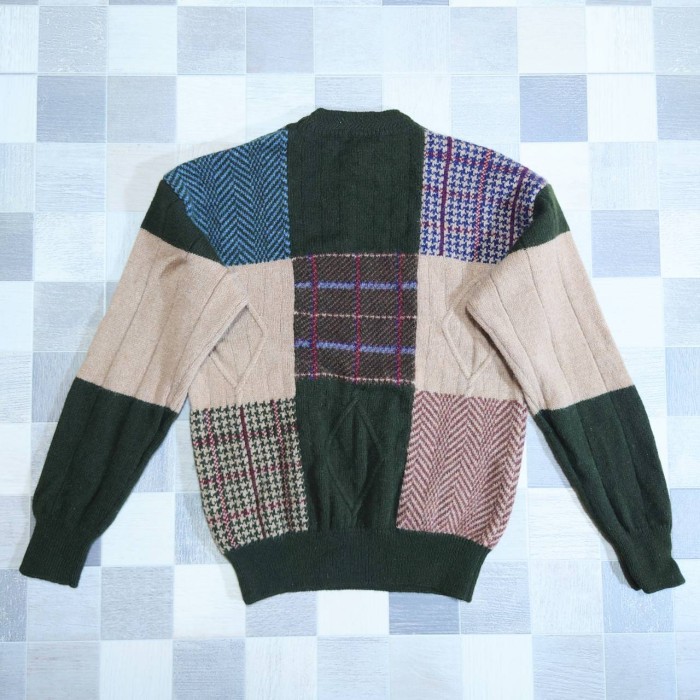 90’s nautica ウール ランダム パッチワーク柄 ニット セーター | Vintage.City 古着屋、古着コーデ情報を発信