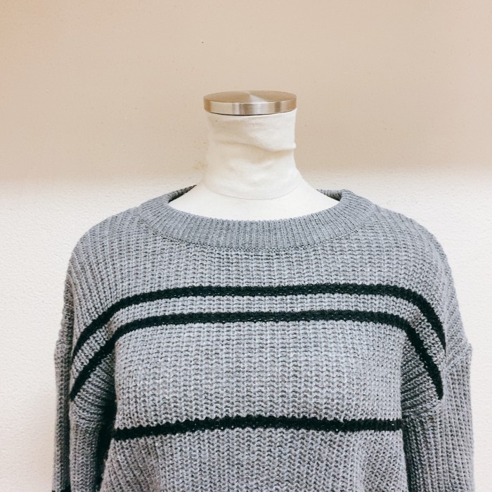 ヴィンテージ　長袖ニット　グレー　アクリル　ショート丈　vintage knit | Vintage.City 古着屋、古着コーデ情報を発信