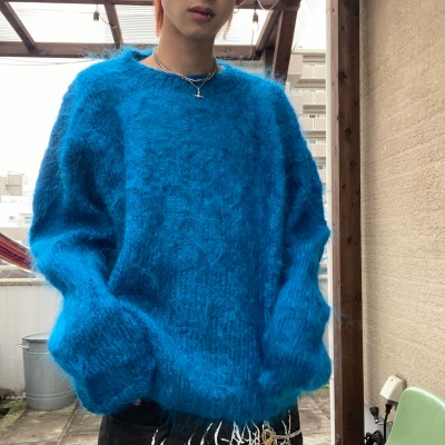 80sヴィンテージモヘアウールニットセーター【アメリカ】超美品！水色ブルー