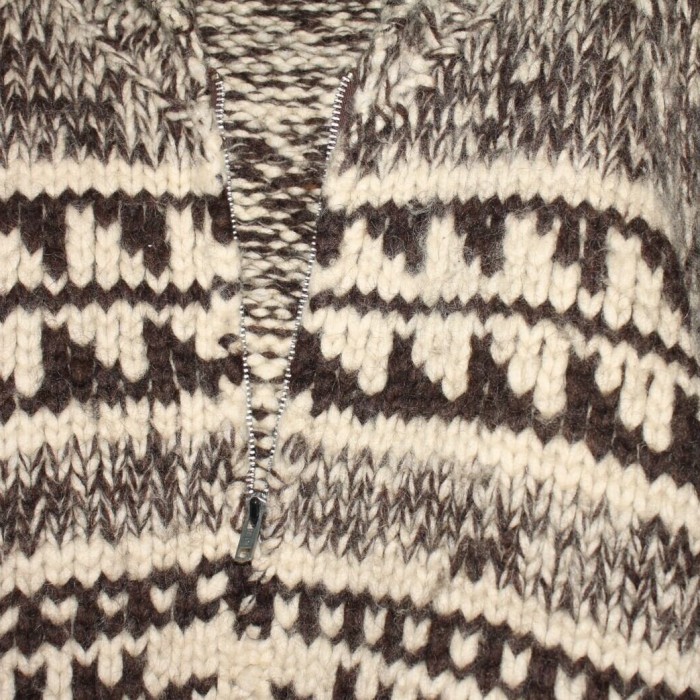 70s half zip cowichan knit | Vintage.City