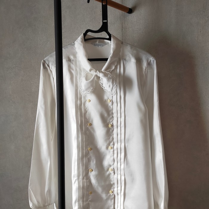 retro lace tuck blouse | Vintage.City 빈티지숍, 빈티지 코디 정보