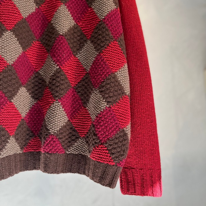 argyle pattern wool×cashmere raglan swea | Vintage.City 古着屋、古着コーデ情報を発信
