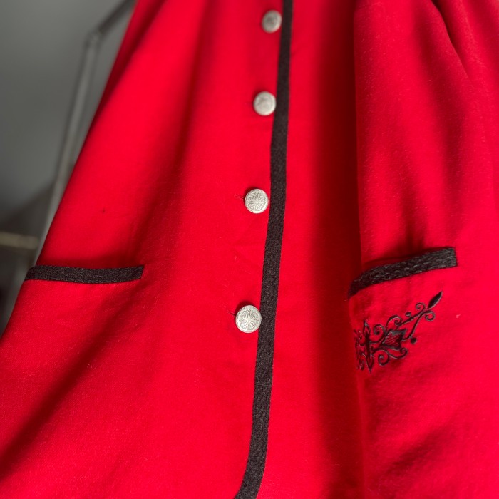 euro / red color wool tyrolean jacket | Vintage.City 古着屋、古着コーデ情報を発信