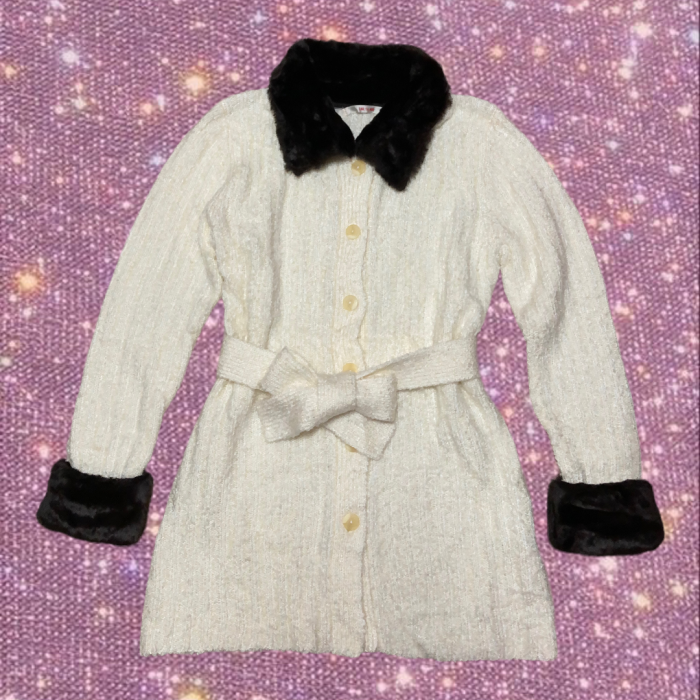 boho Fake Fur Trim Knit Cardigan Coat | Vintage.City Vintage Shops, Vintage Fashion Trends