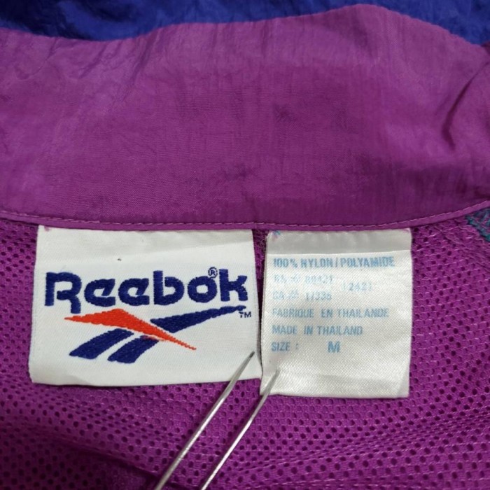 【637】Reebok　ナイロンジャケット　マルチカラー　紫　青　白　M サイズ | Vintage.City 古着屋、古着コーデ情報を発信