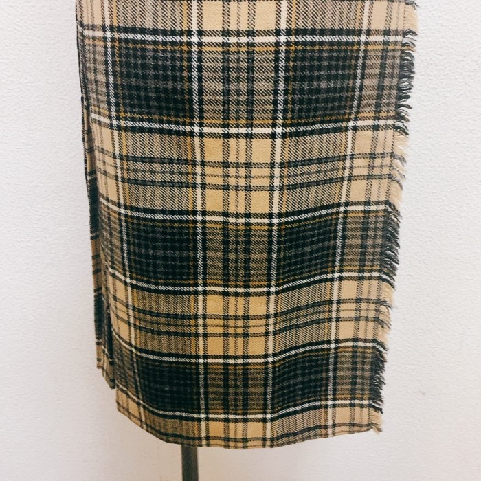 ヴィンテージ　ウール巻きスカート　ベージュ　黒　チェック柄　スコットランド製 | Vintage.City 빈티지숍, 빈티지 코디 정보