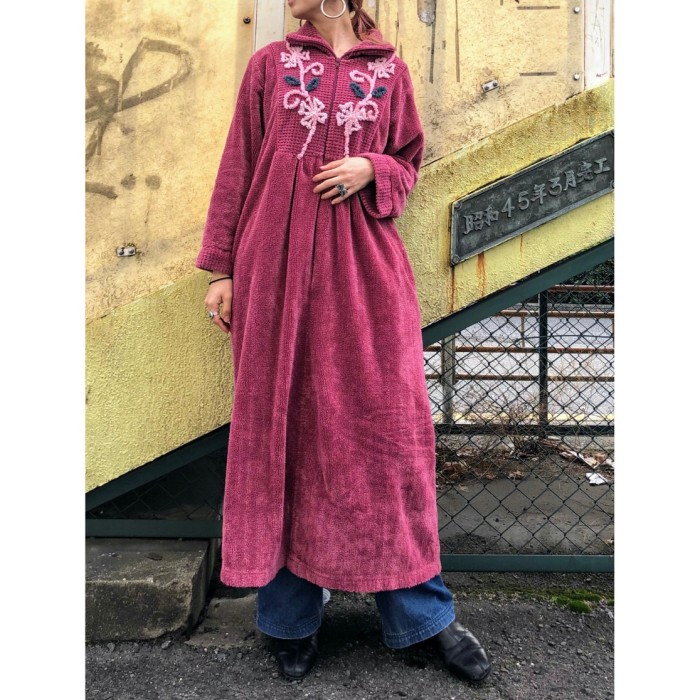 Rose Chenille maxi dress | Vintage.City 古着屋、古着コーデ情報を発信