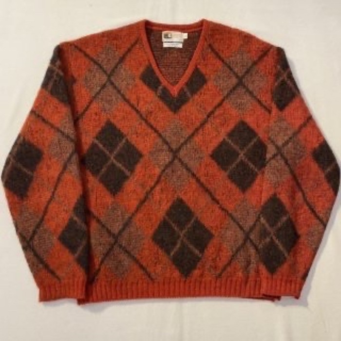 70s MILWAUKEE KNIT Argyle Mohair Sweater | Vintage.City