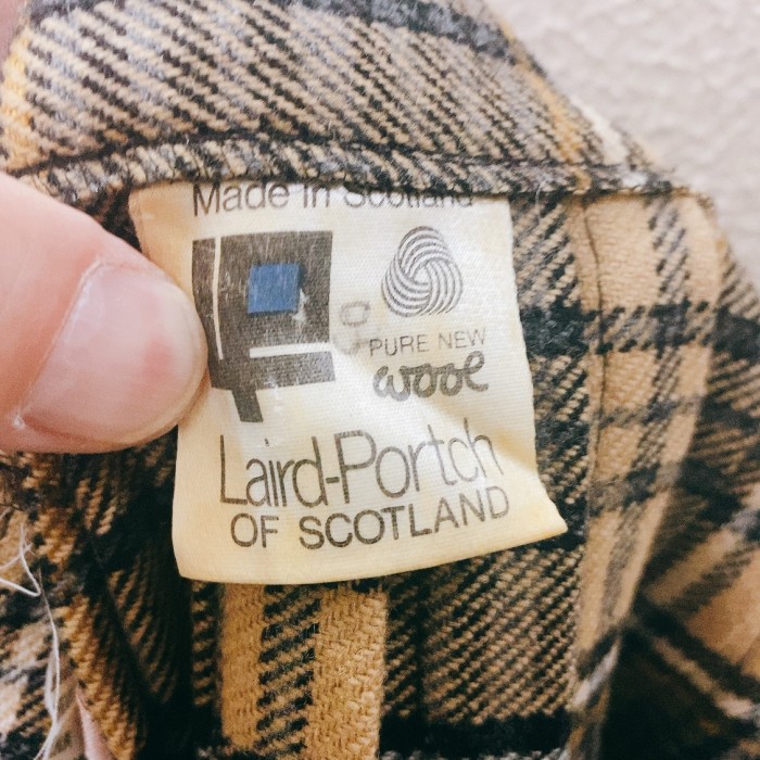 ヴィンテージ　ウール巻きスカート　ベージュ　黒　チェック柄　スコットランド製 | Vintage.City 古着屋、古着コーデ情報を発信