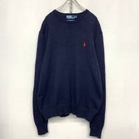 “Ralph Lauren” One Point Cotton Knit NVY | Vintage.City ヴィンテージ 古着