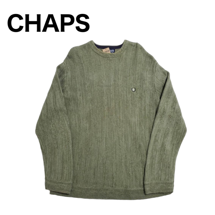 【652】CHAPS ニットセーター モスグリーン 100%綿 XLサイズ | Vintage.City 古着屋、古着コーデ情報を発信