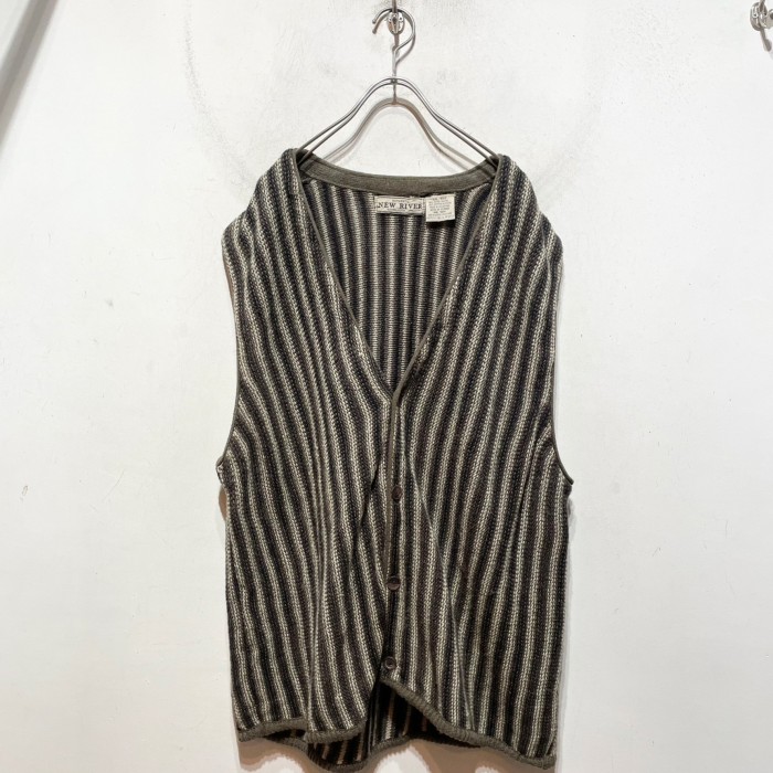 “NEW RIVER” Stripe Knit Vest | Vintage.City 古着屋、古着コーデ情報を発信
