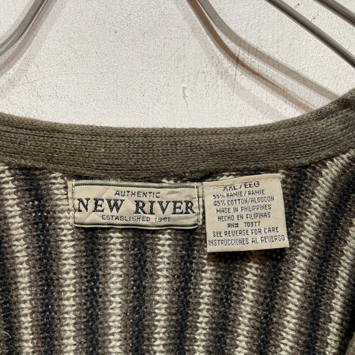 “NEW RIVER” Stripe Knit Vest | Vintage.City 古着屋、古着コーデ情報を発信