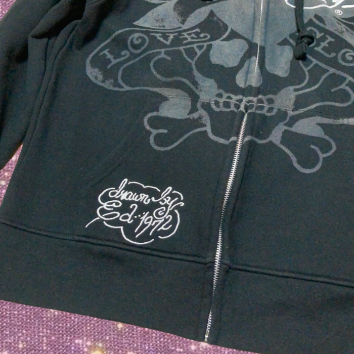 "Ed Hardy " Scull Graphic Zip-up Hoodie | Vintage.City Vintage Shops, Vintage Fashion Trends