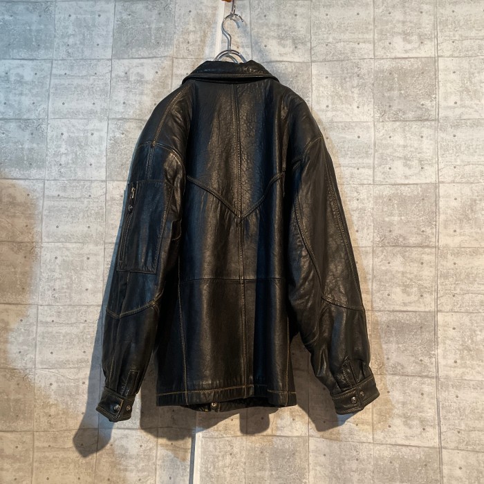 90s design leather jaket | Vintage.City 빈티지숍, 빈티지 코디 정보