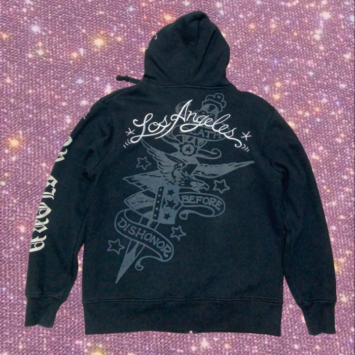 "Ed Hardy " Scull Graphic Zip-up Hoodie | Vintage.City Vintage Shops, Vintage Fashion Trends