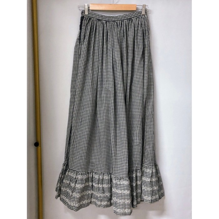 70s Black gingham maxi skirt | Vintage.City 古着屋、古着コーデ情報を発信