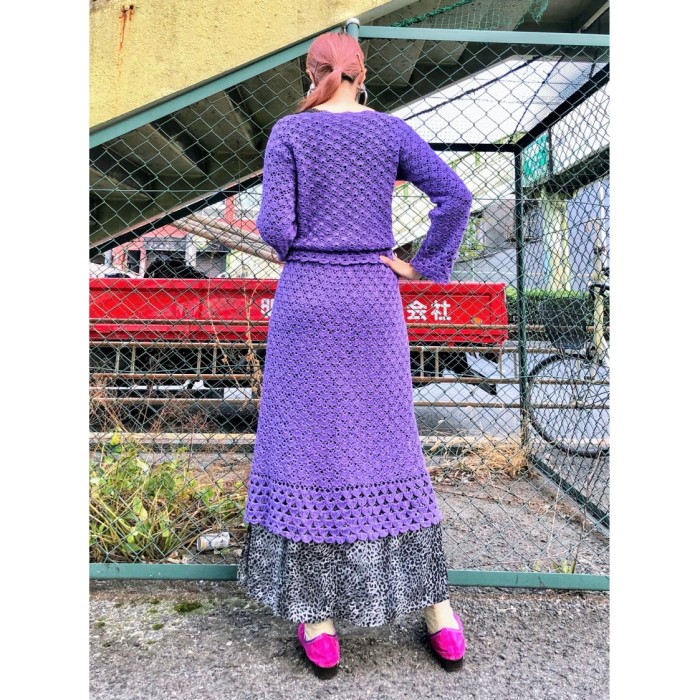 70s Purple crochet SETUP | Vintage.City 古着屋、古着コーデ情報を発信