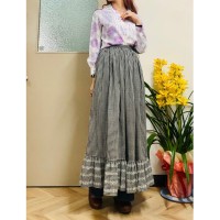 70s Black gingham maxi skirt | Vintage.City ヴィンテージ 古着