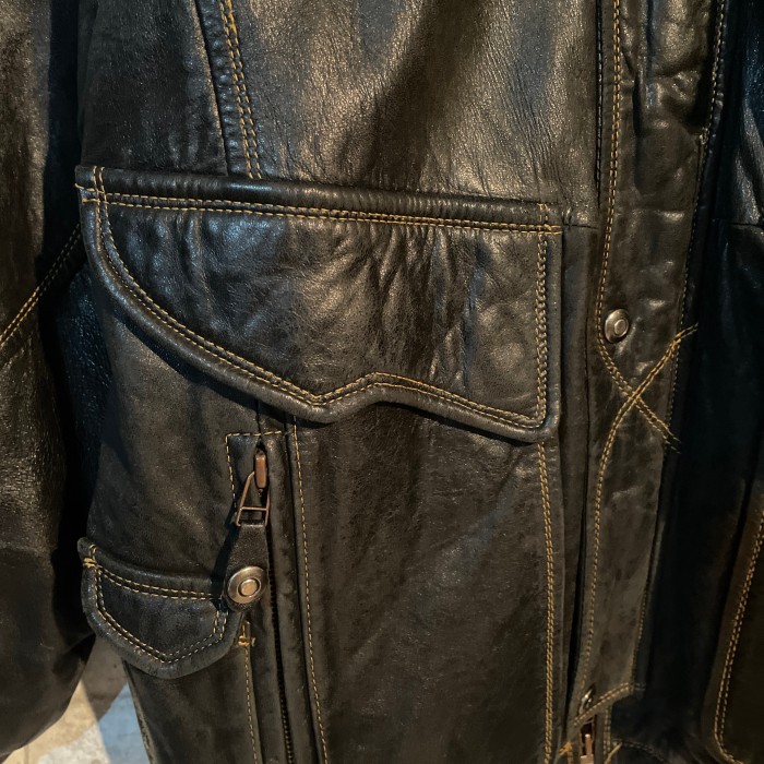 90s design leather jaket | Vintage.City 古着屋、古着コーデ情報を発信