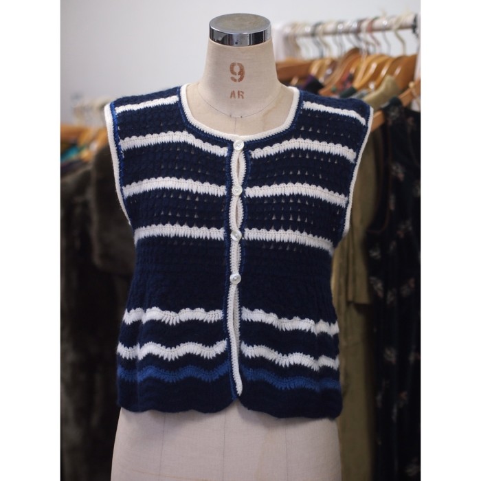 knit vest クロシェ編みニットベスト | Vintage.City 古着屋、古着コーデ情報を発信