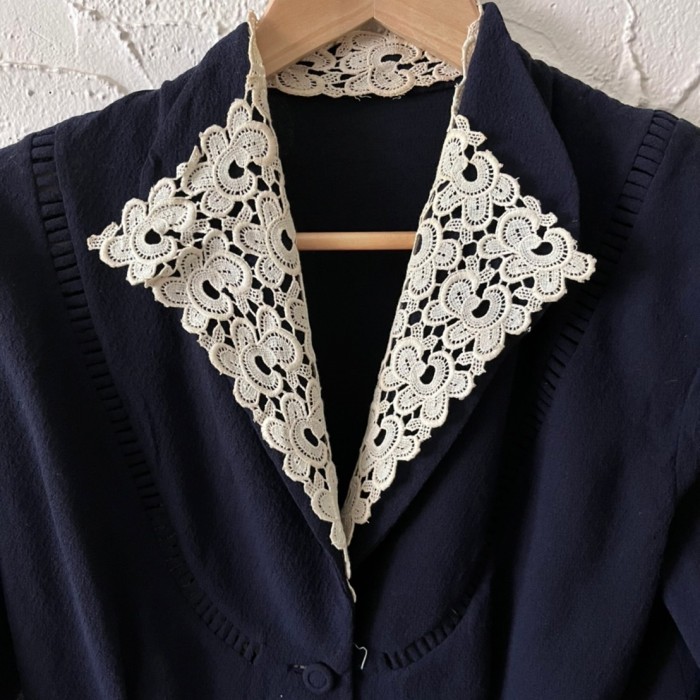 《30%off sale》 40's lace collar tailored jacket | Vintage.City 古着屋、古着コーデ情報を発信