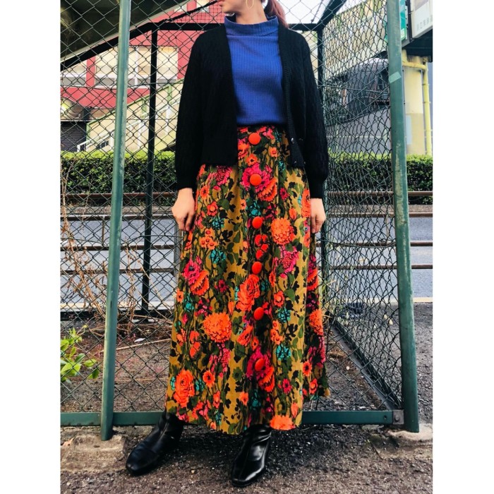 Vintage flower pattern handmade skirt | Vintage.City 빈티지숍, 빈티지 코디 정보