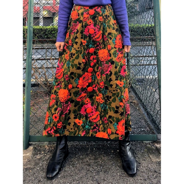 Vintage flower pattern handmade skirt | Vintage.City 古着屋、古着コーデ情報を発信