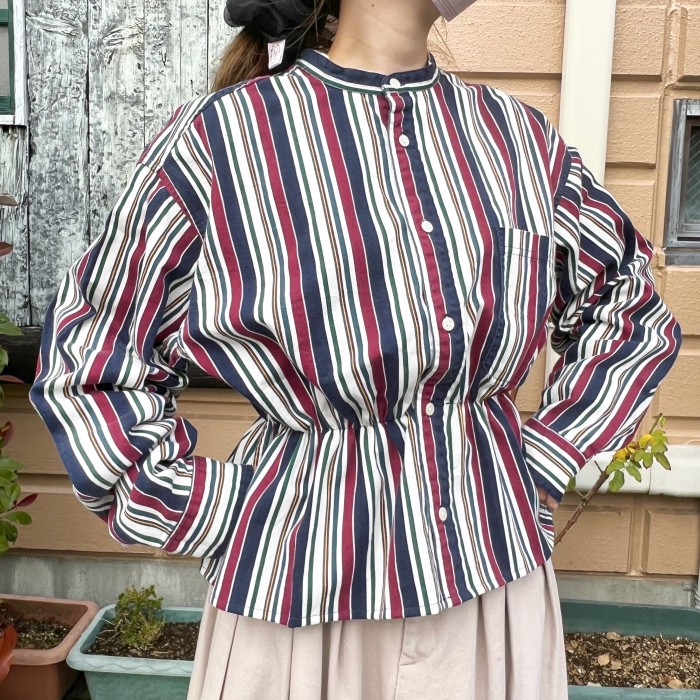 stripe peplum shirt | Vintage.City 빈티지숍, 빈티지 코디 정보