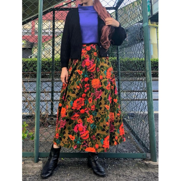 Vintage flower pattern handmade skirt | Vintage.City 古着屋、古着コーデ情報を発信