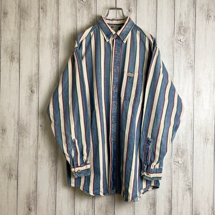 Carhartt 90s ストライプ柄 マルチカラー オーバーサイズ BDシャツ | Vintage.City 빈티지숍, 빈티지 코디 정보