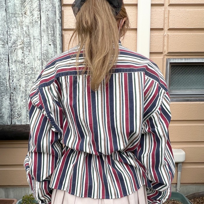 stripe peplum shirt | Vintage.City 古着屋、古着コーデ情報を発信
