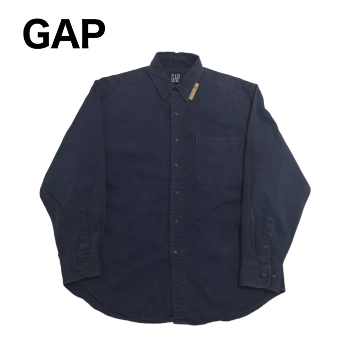 【669】GAP 長袖ワイシャツ・Yシャツ ネイビー　紺 　Lサイズ　 | Vintage.City 빈티지숍, 빈티지 코디 정보
