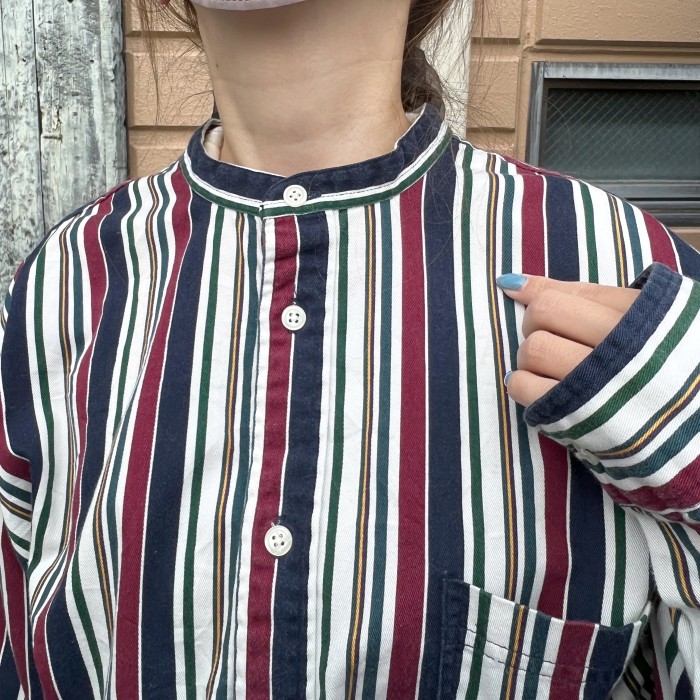 stripe peplum shirt | Vintage.City 古着屋、古着コーデ情報を発信
