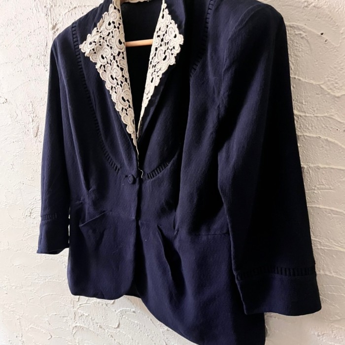 《30%off sale》 40's lace collar tailored jacket | Vintage.City 빈티지숍, 빈티지 코디 정보
