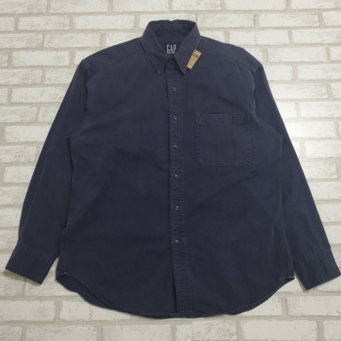 【669】GAP 長袖ワイシャツ・Yシャツ ネイビー　紺 　Lサイズ　 | Vintage.City 빈티지숍, 빈티지 코디 정보