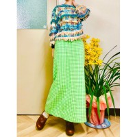 70s Green gingham maxi skirt | Vintage.City ヴィンテージ 古着