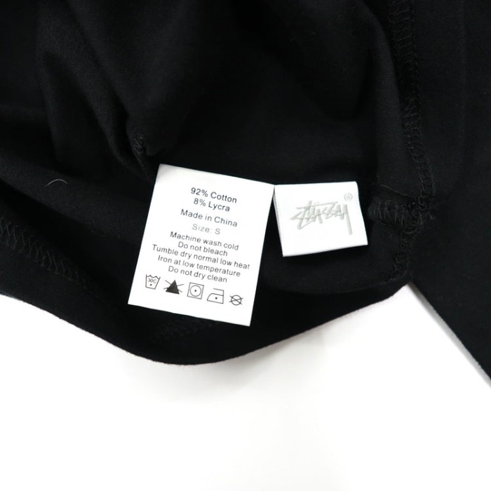 STUSSY クロップド ハイネックトップ S ブラック コットン ロゴプリント | Vintage.City 古着屋、古着コーデ情報を発信