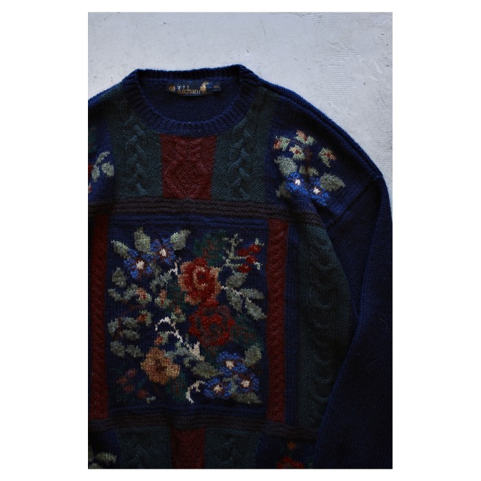 Vintage Flower Motif Wool Sweater | Vintage.City 빈티지숍, 빈티지 코디 정보