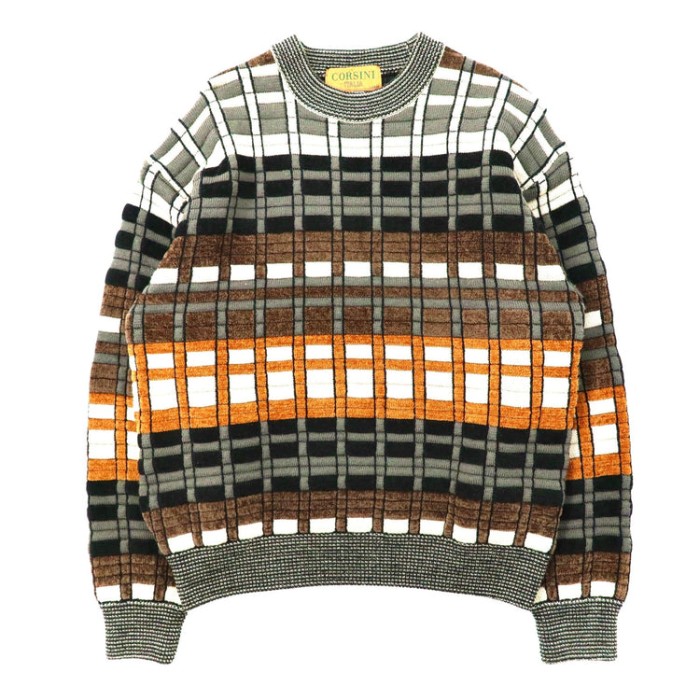 CORSINI 3Dニット セーター L マルチカラー ウール 総柄 日本製 | Vintage.City 古着屋、古着コーデ情報を発信